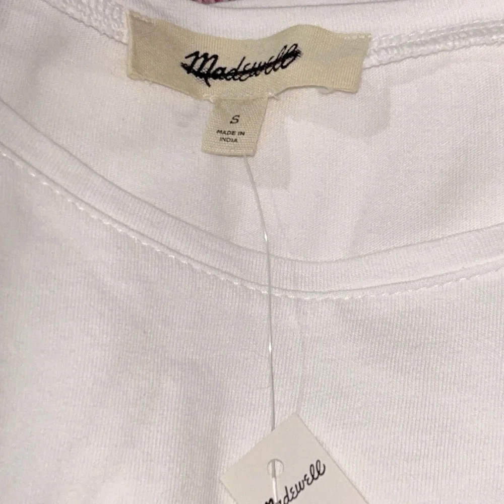 NWT Madewell Puff Sleeve Drop Shoulder Knit Top in white size small